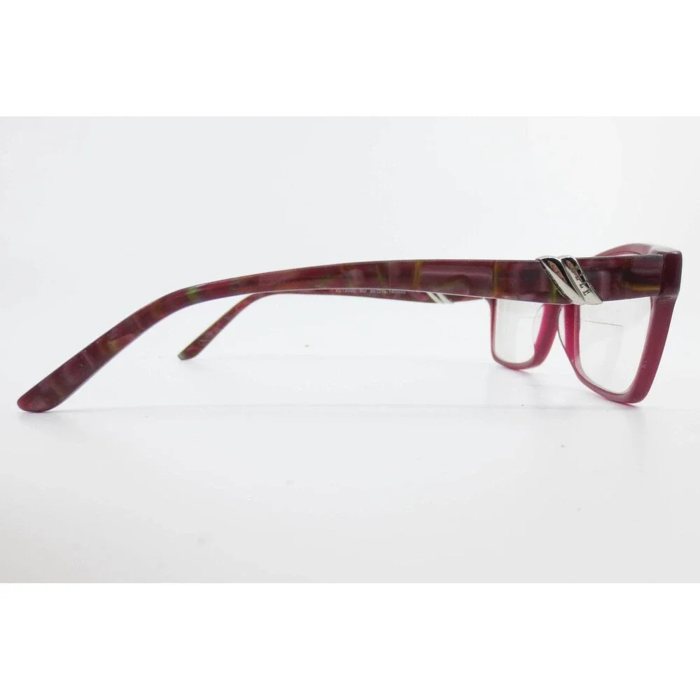 Elle EL13393 BU Burgundy Marbled Rectangular Eyeglass Frames 55-16-140 Designer